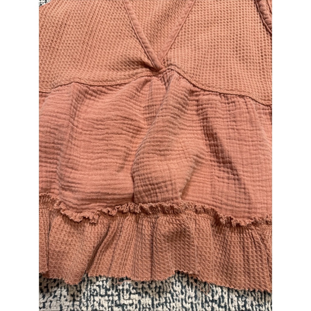 Pink Rose Women's Size Large Waffle Knit Babydoll Tank Top - Picture 3 of 12